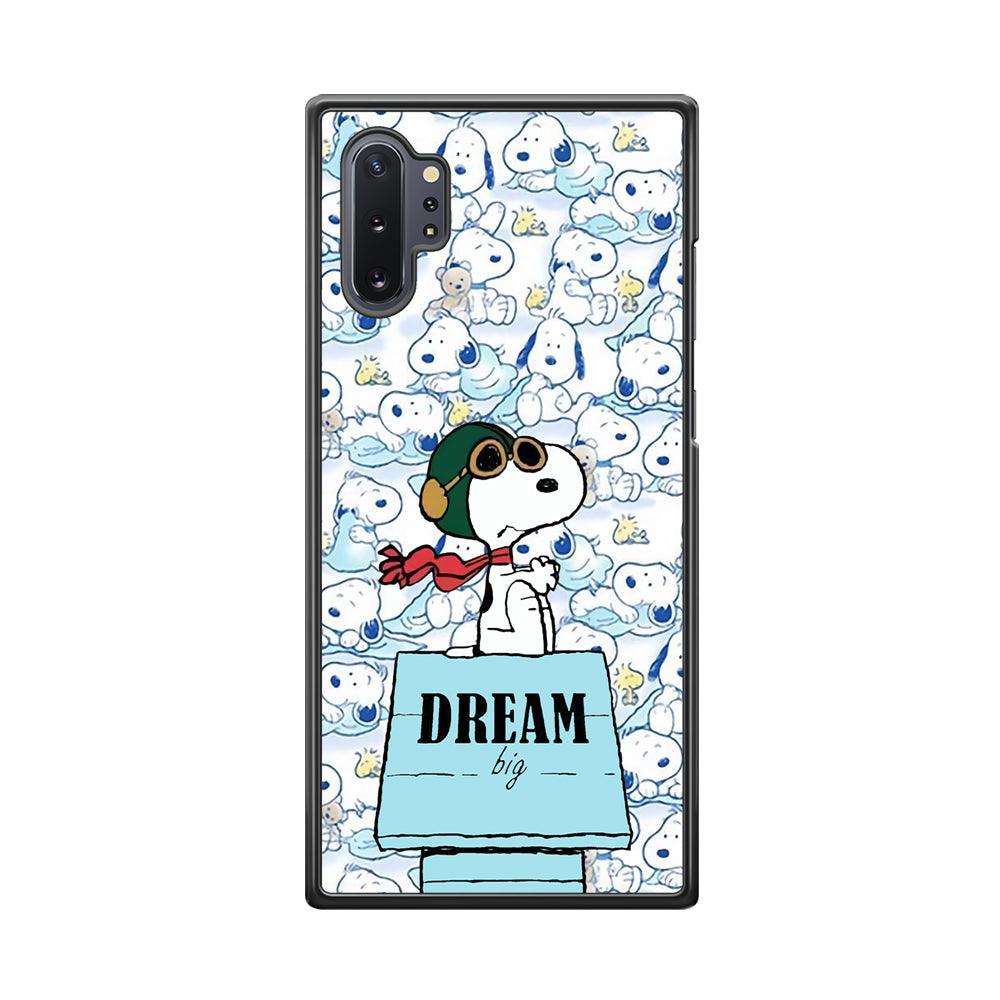 Snoopy Dream Big Samsung Galaxy Note 10 Plus Case-Rubber Black (2D Case)-Oxvistore