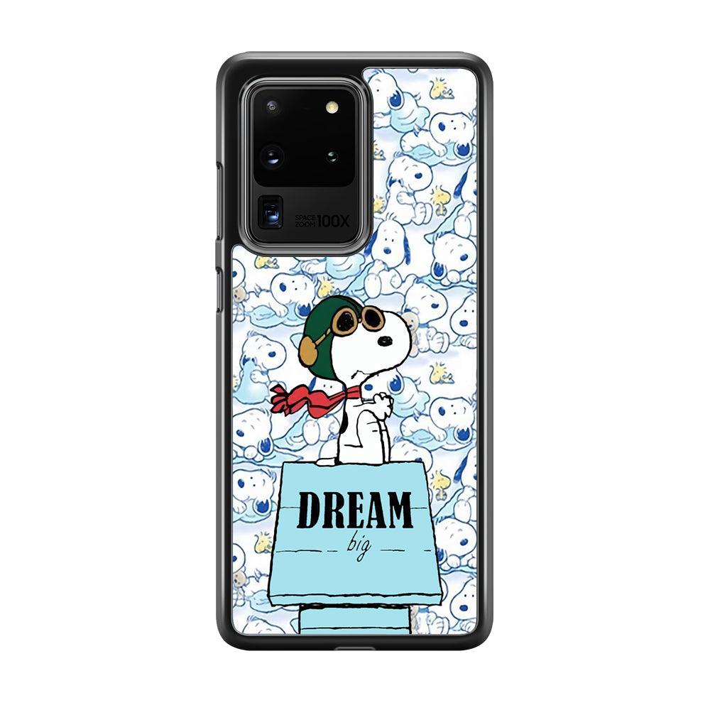 Snoopy Dream Big Samsung Galaxy S20 Ultra Case-Rubber Black (2D Case)-Oxvistore