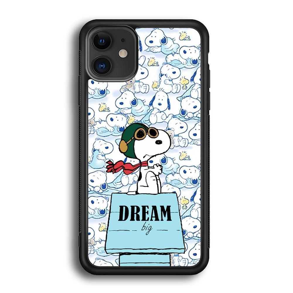 Snoopy Dream Big iPhone 12 Case-Rubber Black (2D Case)-Oxvistore