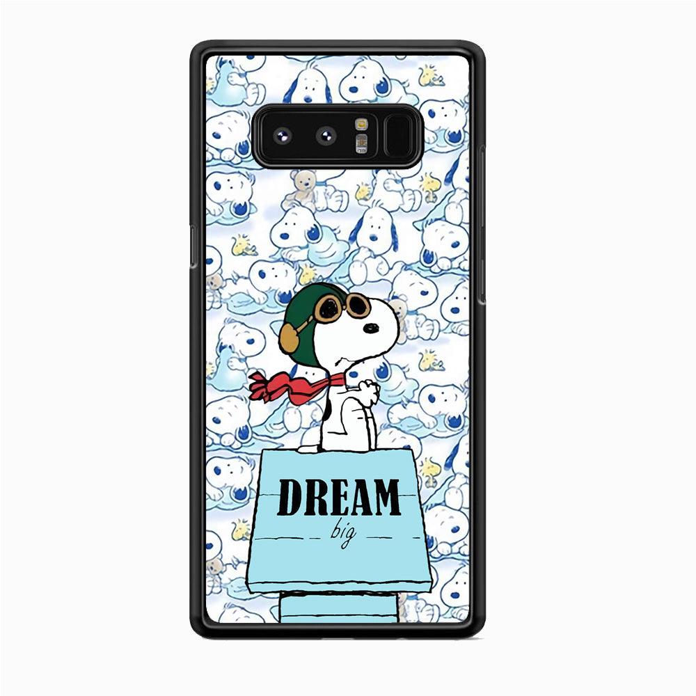 Snoopy Dream Big Samsung Galaxy Note 8 Case-Rubber Black (2D Case)-Oxvistore