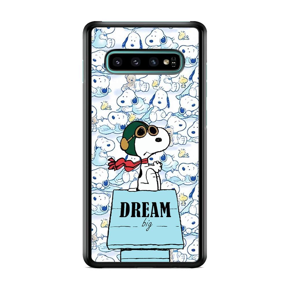 Snoopy Dream Big Samsung Galaxy S10 Case-Rubber White (2D Case)-Oxvistore