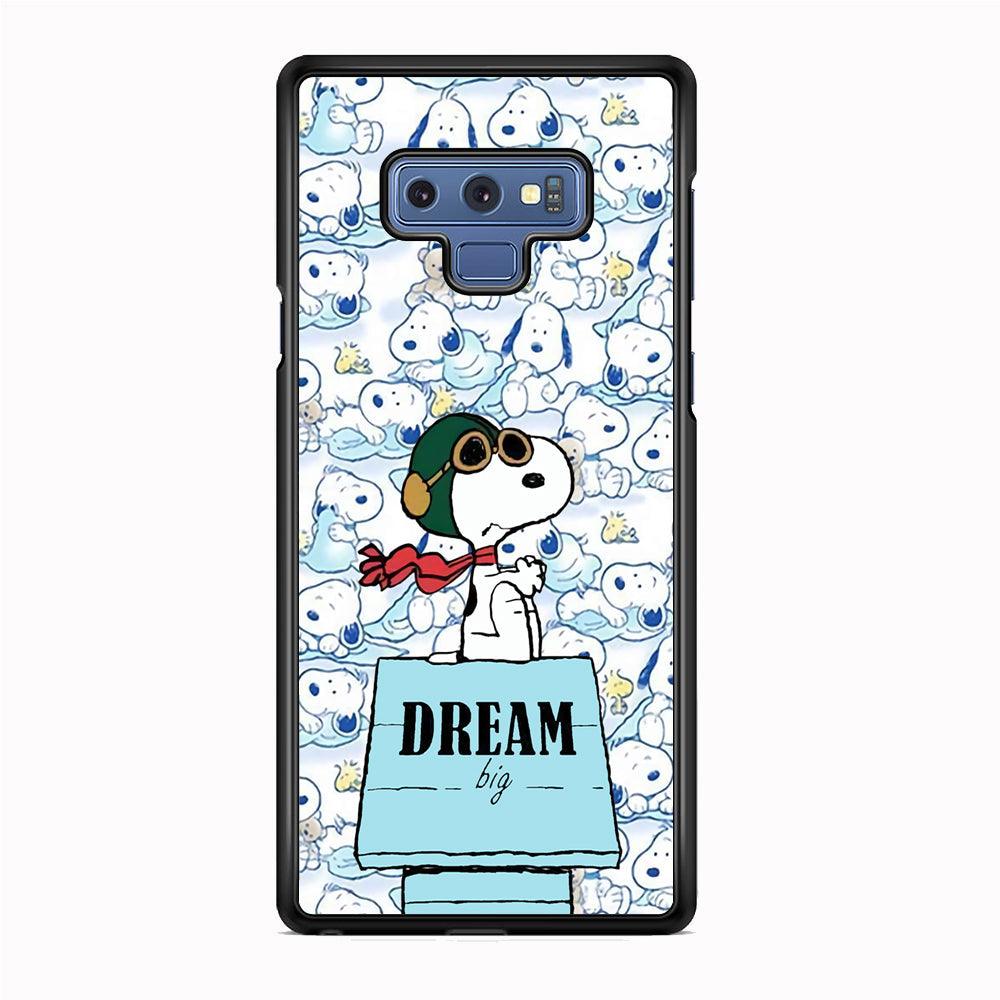 Snoopy Dream Big Samsung Galaxy Note 9 Case-Rubber White (2D Case)-Oxvistore