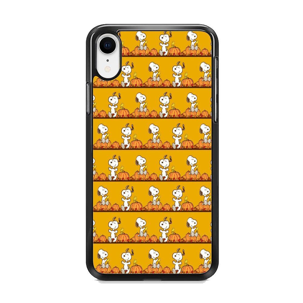Snoopy Happy farm Fruit iPhone XR Case-Rubber Black (2D Case)-Oxvistore