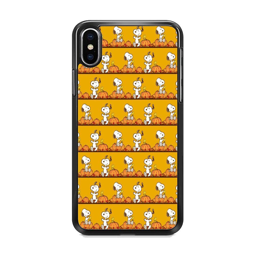 Snoopy Happy farm Fruit iPhone XS MAX Case-Rubber Black (2D Case)-Oxvistore