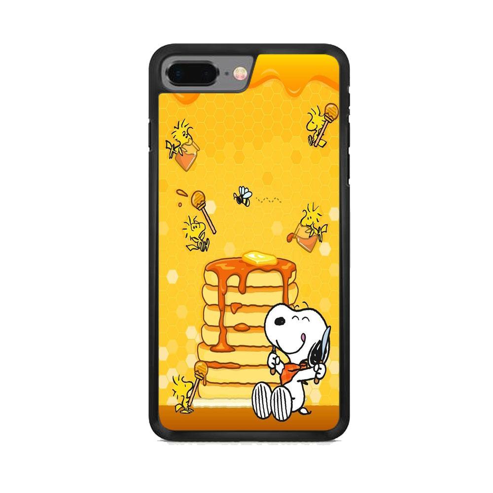 Snoopy Like Eat Pancake Hooney iPhone 7 Plus Case-Rubber Black (2D Case)-Oxvistore