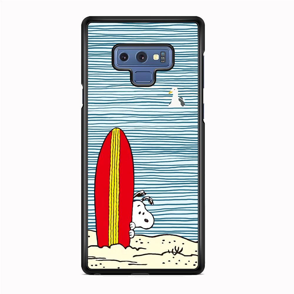 Snoopy Sand Beach Samsung Galaxy Note 9 Case-Rubber Black (2D Case)-Oxvistore