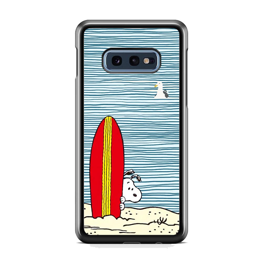 Snoopy Sand Beach Samsung Galaxy S10E Case-Rubber Black (2D Case)-Oxvistore