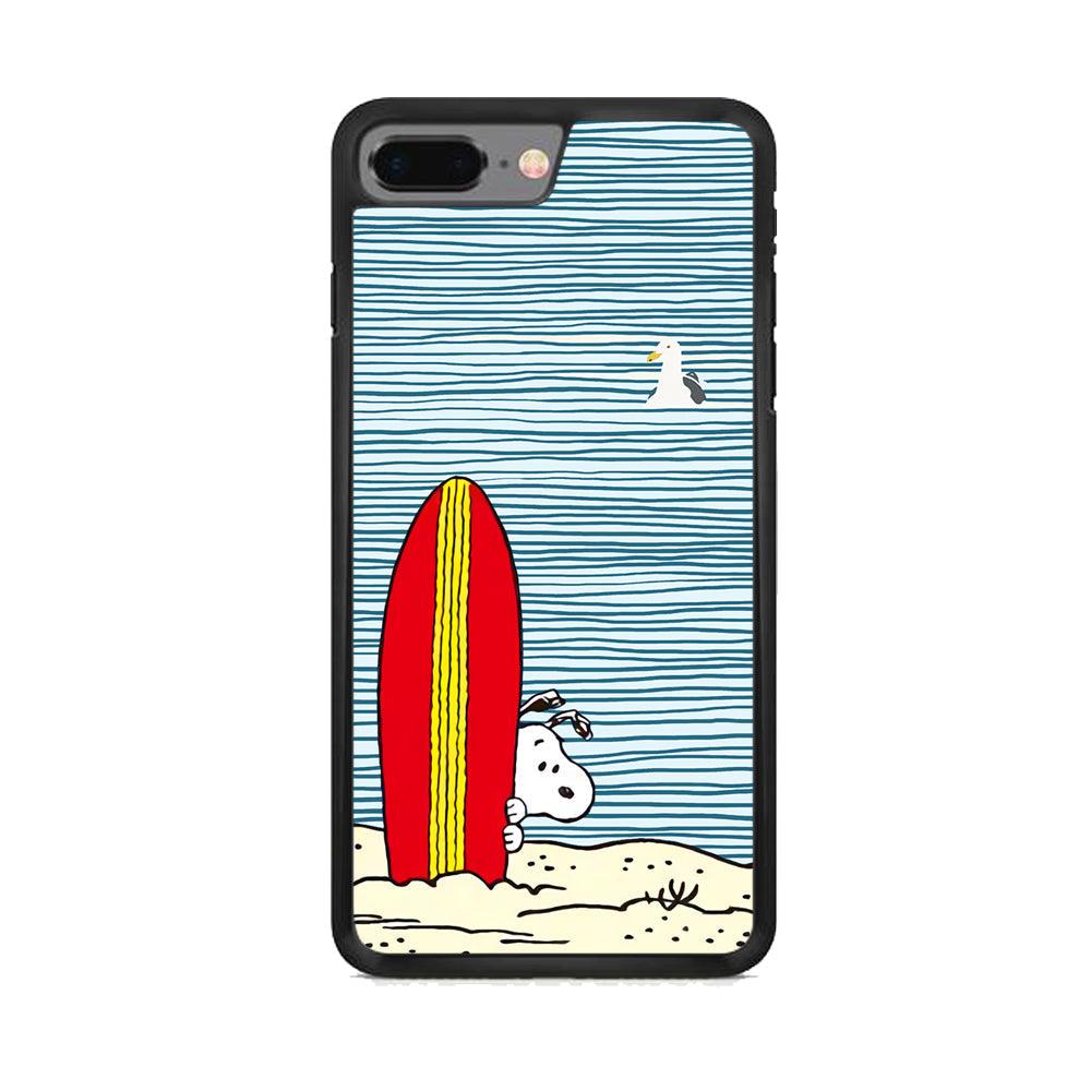 Snoopy Sand Beach iPhone 7 Plus Case-Rubber Black (2D Case)-Oxvistore