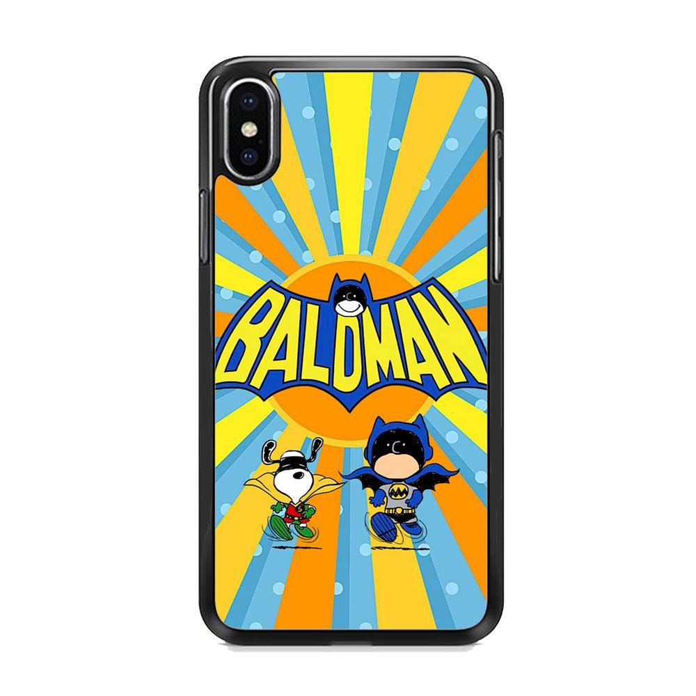 Snoopy The Wandering of Batman iPhone XS Case-Rubber Black (2D Case)-Oxvistore