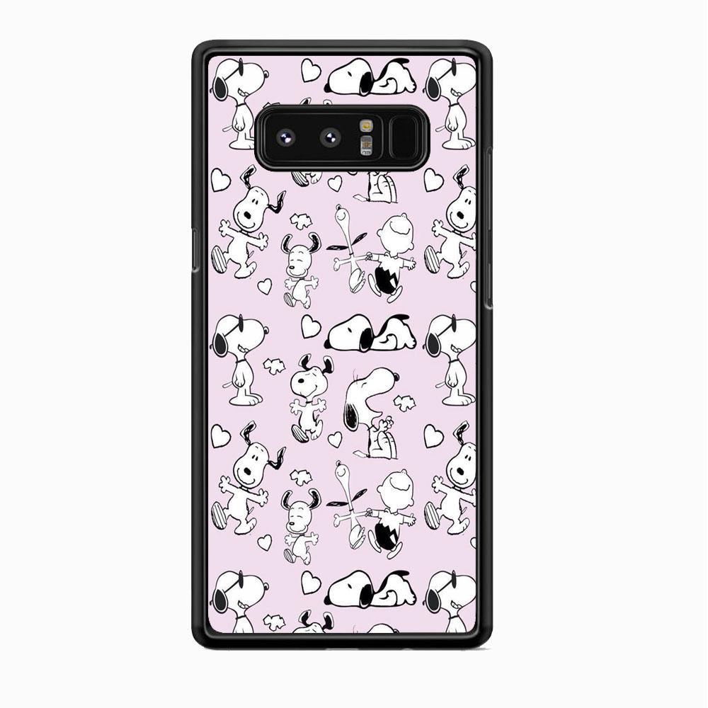 Snoopy and Charlie Happiness Samsung Galaxy Note 8 Case-Rubber Black (2D Case)-Oxvistore