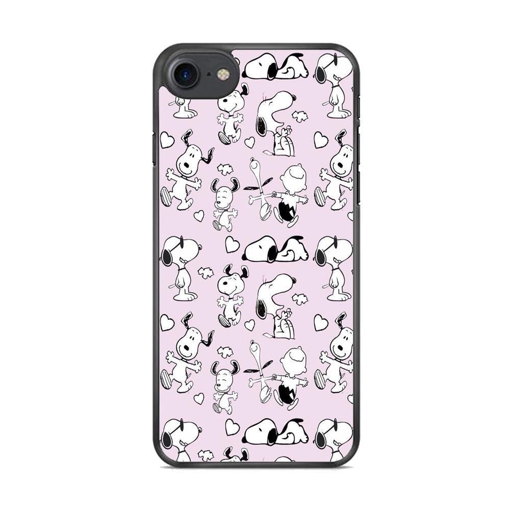 Snoopy and Charlie Happiness iPhone 8 Case-Rubber Black (2D Case)-Oxvistore