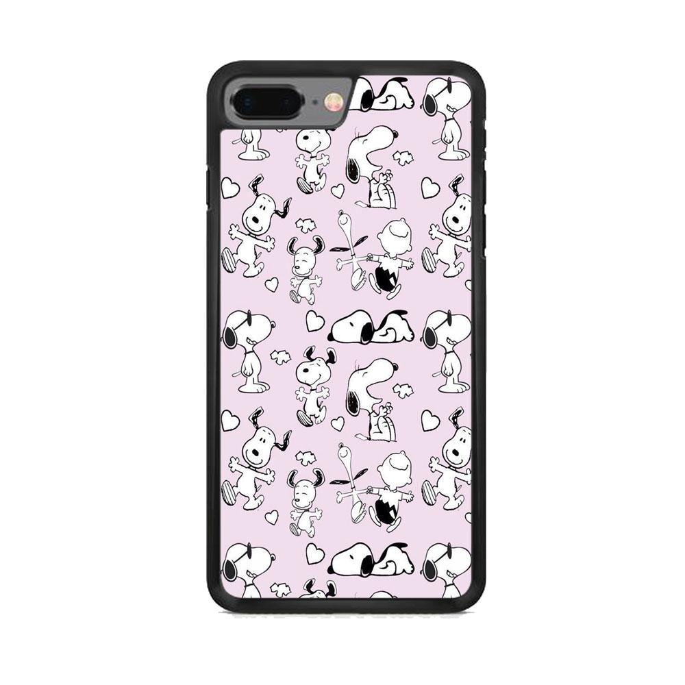 Snoopy and Charlie Happiness iPhone 8 Plus Case-Rubber Black (2D Case)-Oxvistore