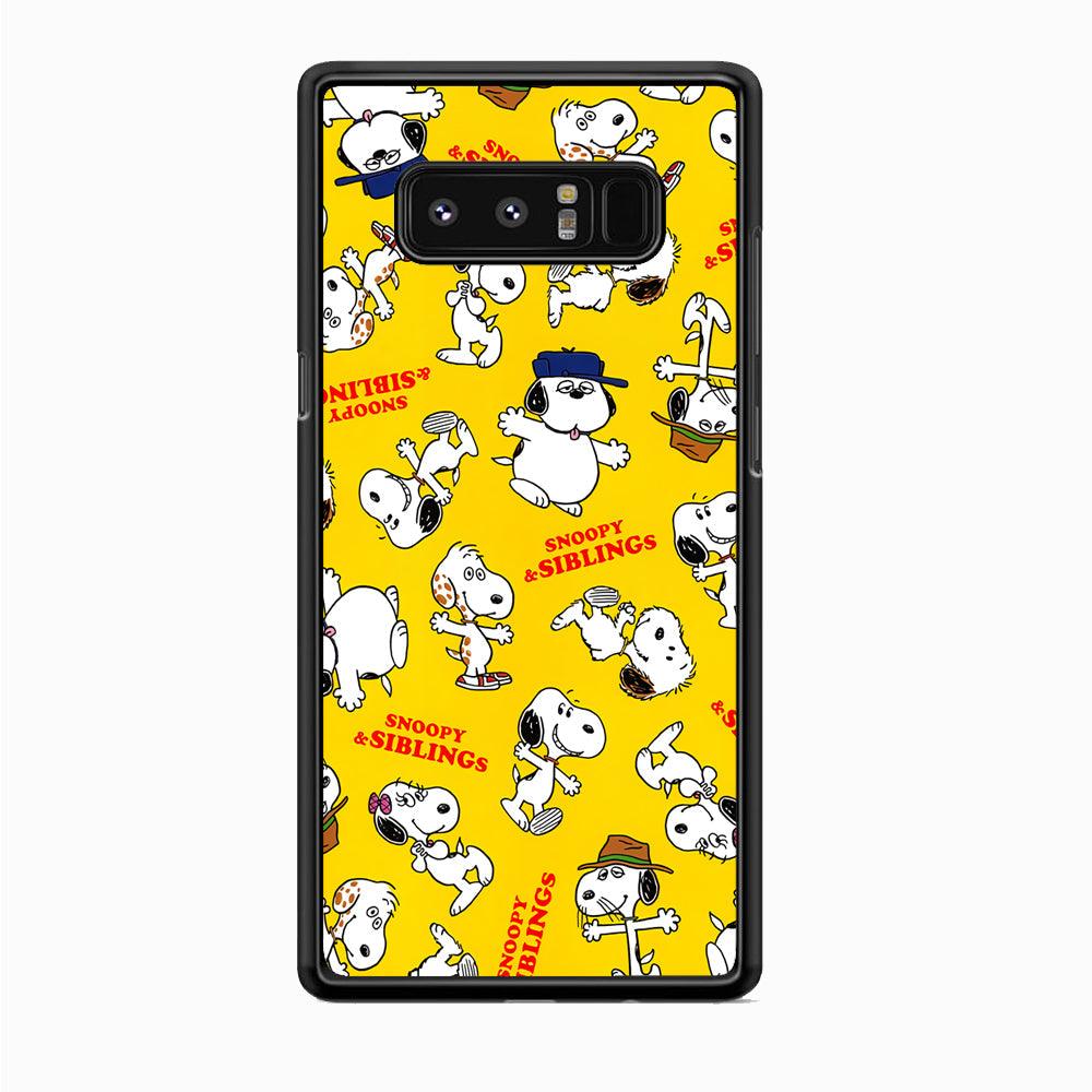 Snoopy and Siblings Step and Dance Samsung Galaxy Note 8 Case-Rubber White (2D Case)-Oxvistore