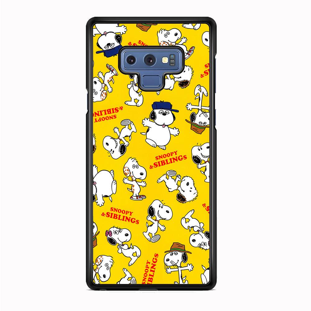 Snoopy and Siblings Step and Dance Samsung Galaxy Note 9 Case-Rubber Black (2D Case)-Oxvistore
