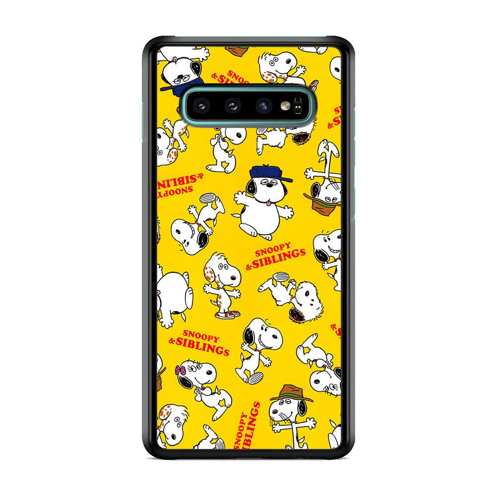 Snoopy and Siblings Step and Dance Samsung Galaxy S10 Plus Case-Rubber Black (2D Case)-Oxvistore