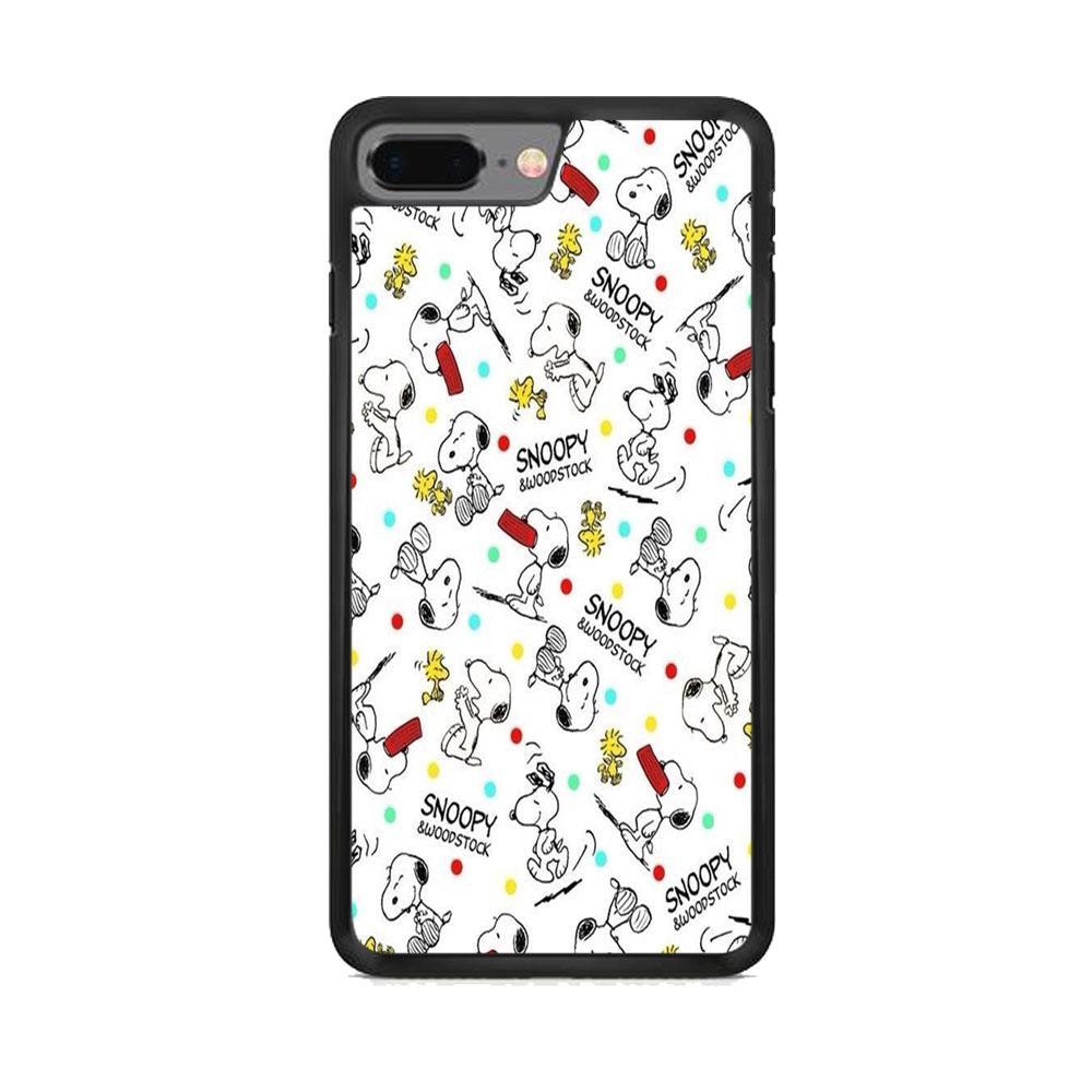 Snoopy and Woodstock iPhone 8 Plus Case-Rubber Black (2D Case)-Oxvistore