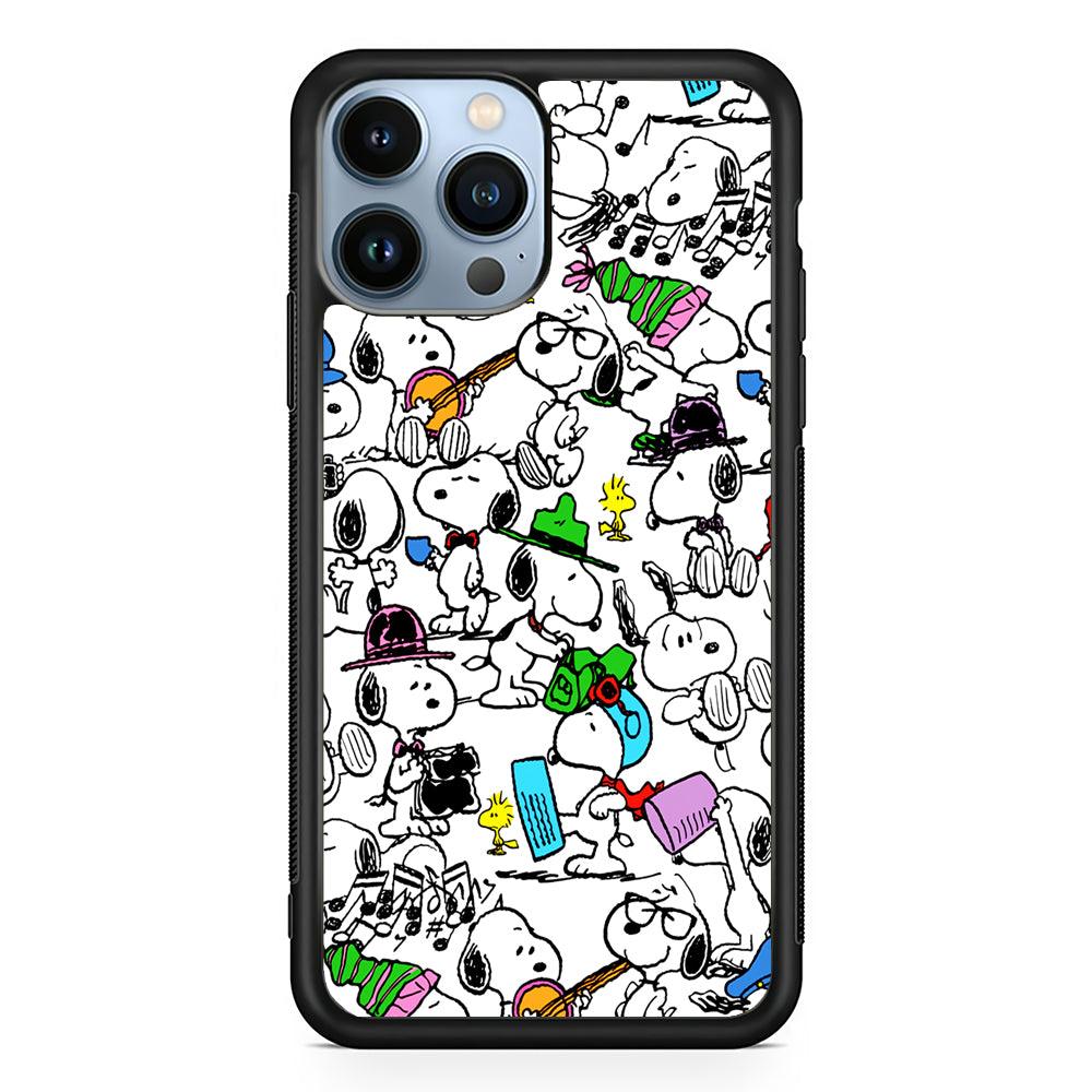 Snoopy and All His Activities 2D Rubber Phone Case-Black-Oxvistore