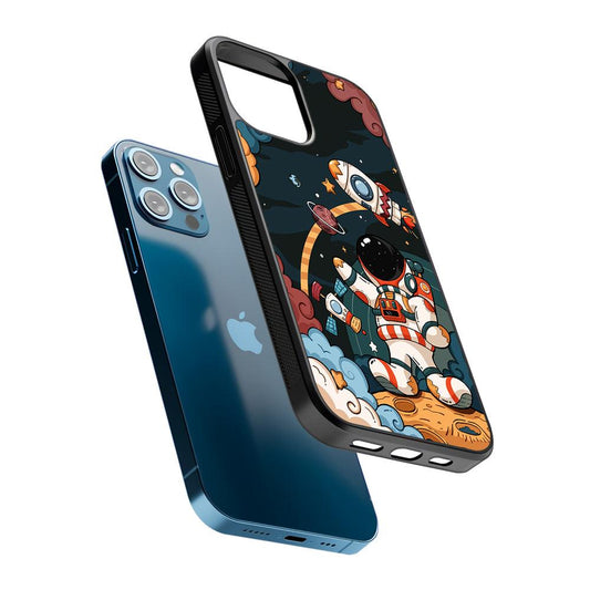 Space Astronaut on Galaxy 2D Rubber Phone Case-Oxvistore