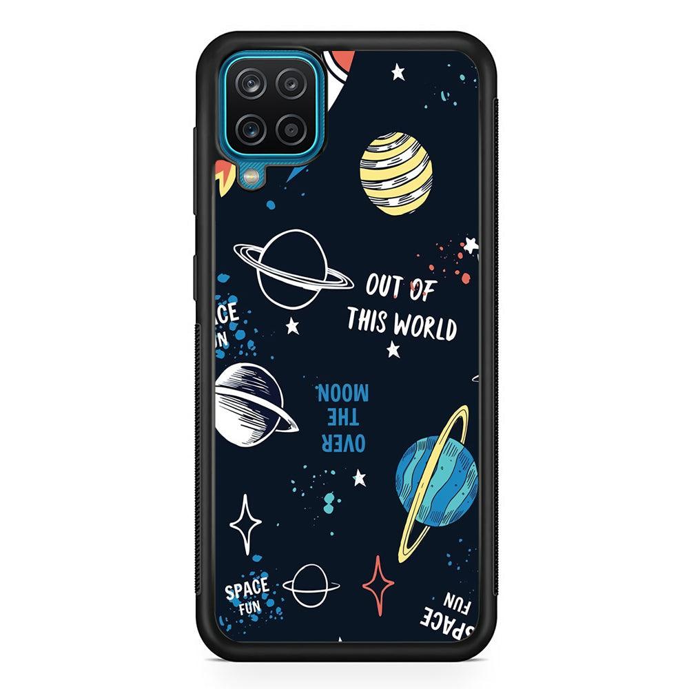 Space Out of This World Samsung Galaxy A12 Case-Rubber Black (2D Case)-Oxvistore