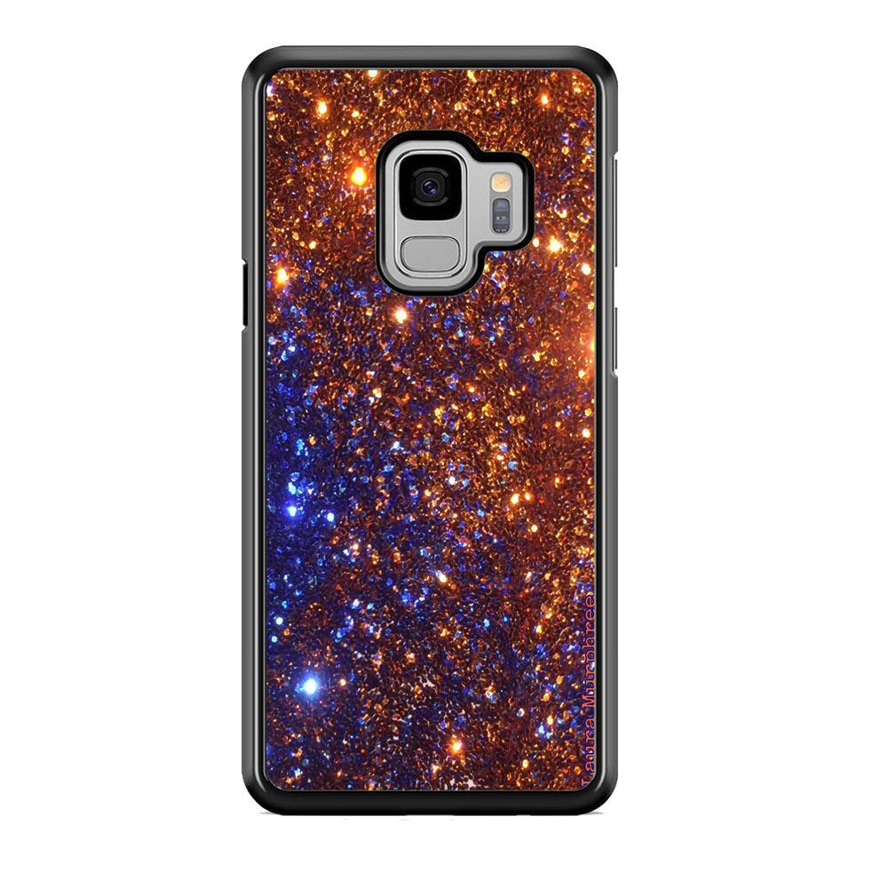 Sparkle Blue and Gold Samsung Galaxy S9 Case-Rubber Black (2D Case)-Oxvistore