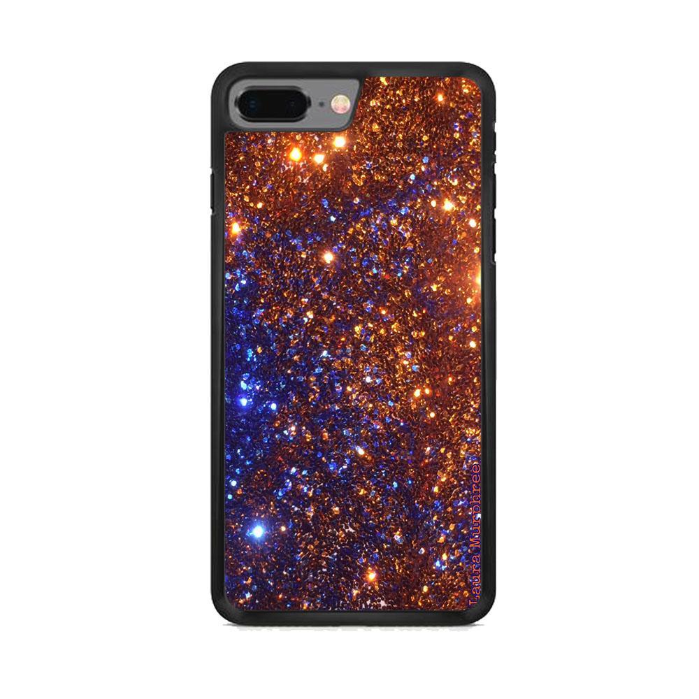 Sparkle Blue and Gold iPhone 8 Plus Case-Rubber Black (2D Case)-Oxvistore