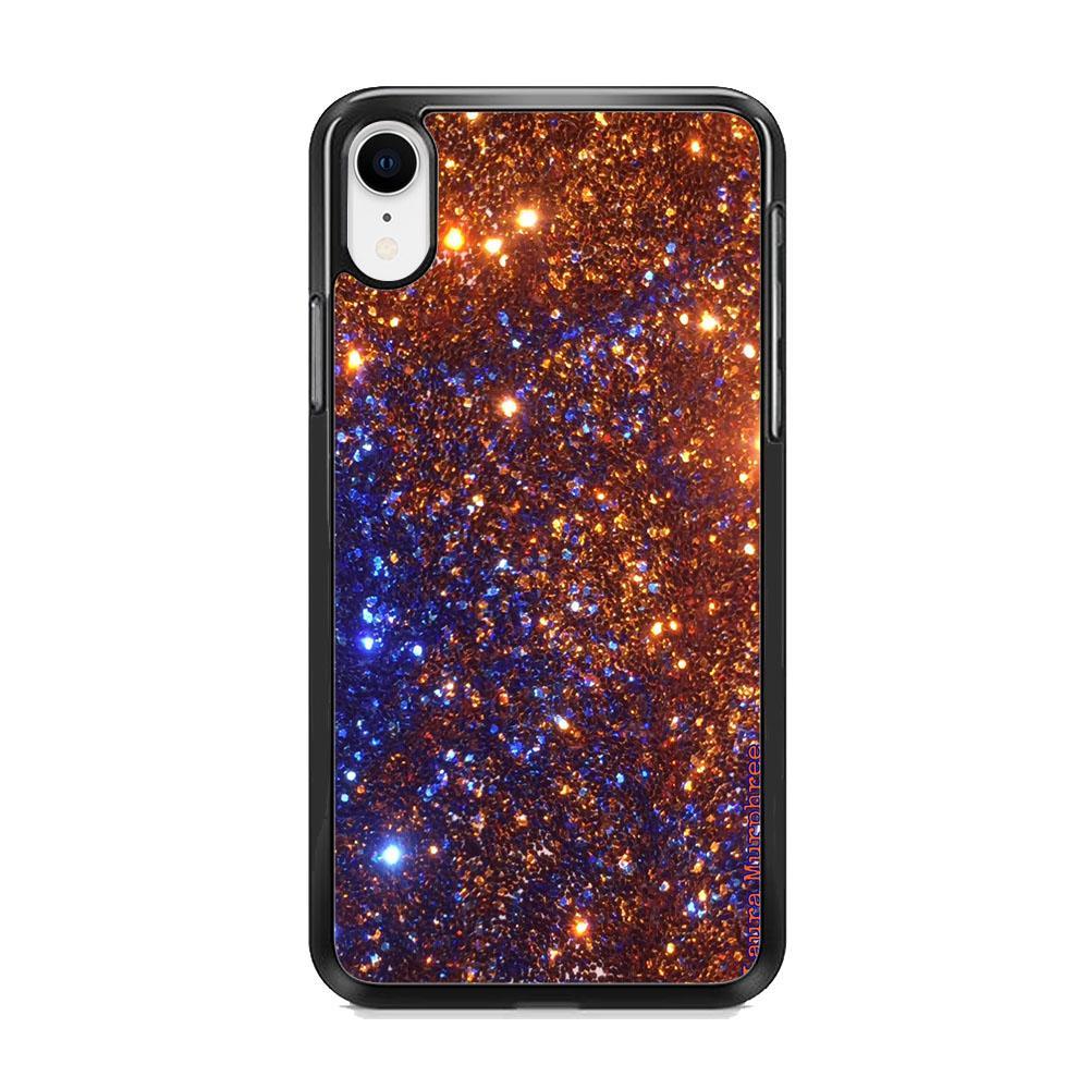 Sparkle Blue and Gold iPhone XR Case-Rubber Black (2D Case)-Oxvistore