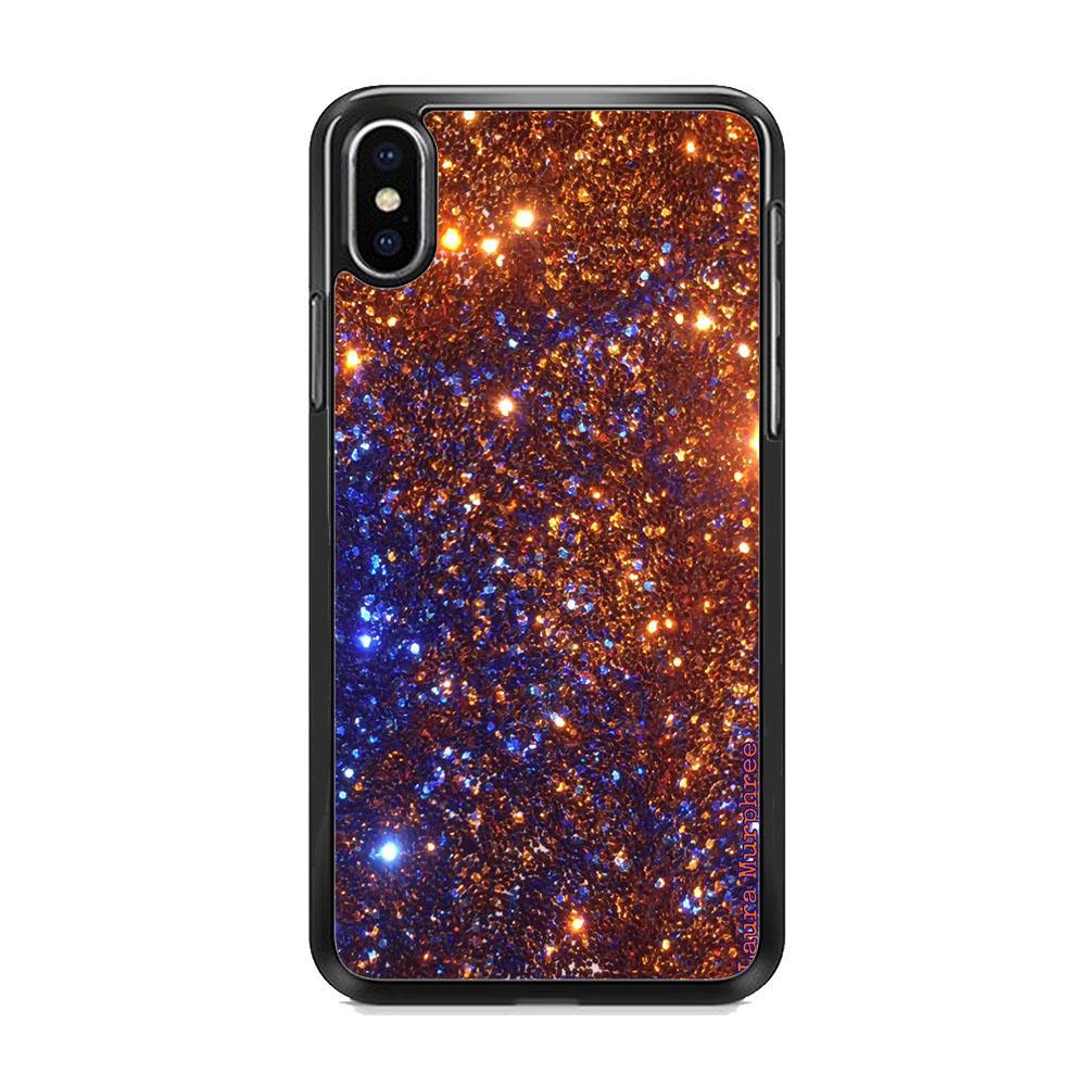 Sparkle Blue and Gold iPhone XS MAX Case-Rubber Black (2D Case)-Oxvistore