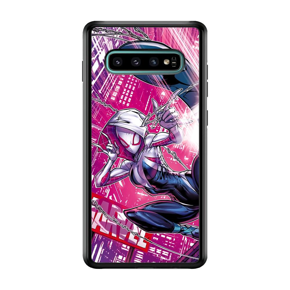 Spider Gwen Air Karate Samsung Galaxy S10 Plus Case-Rubber Black (2D Case)-Oxvistore