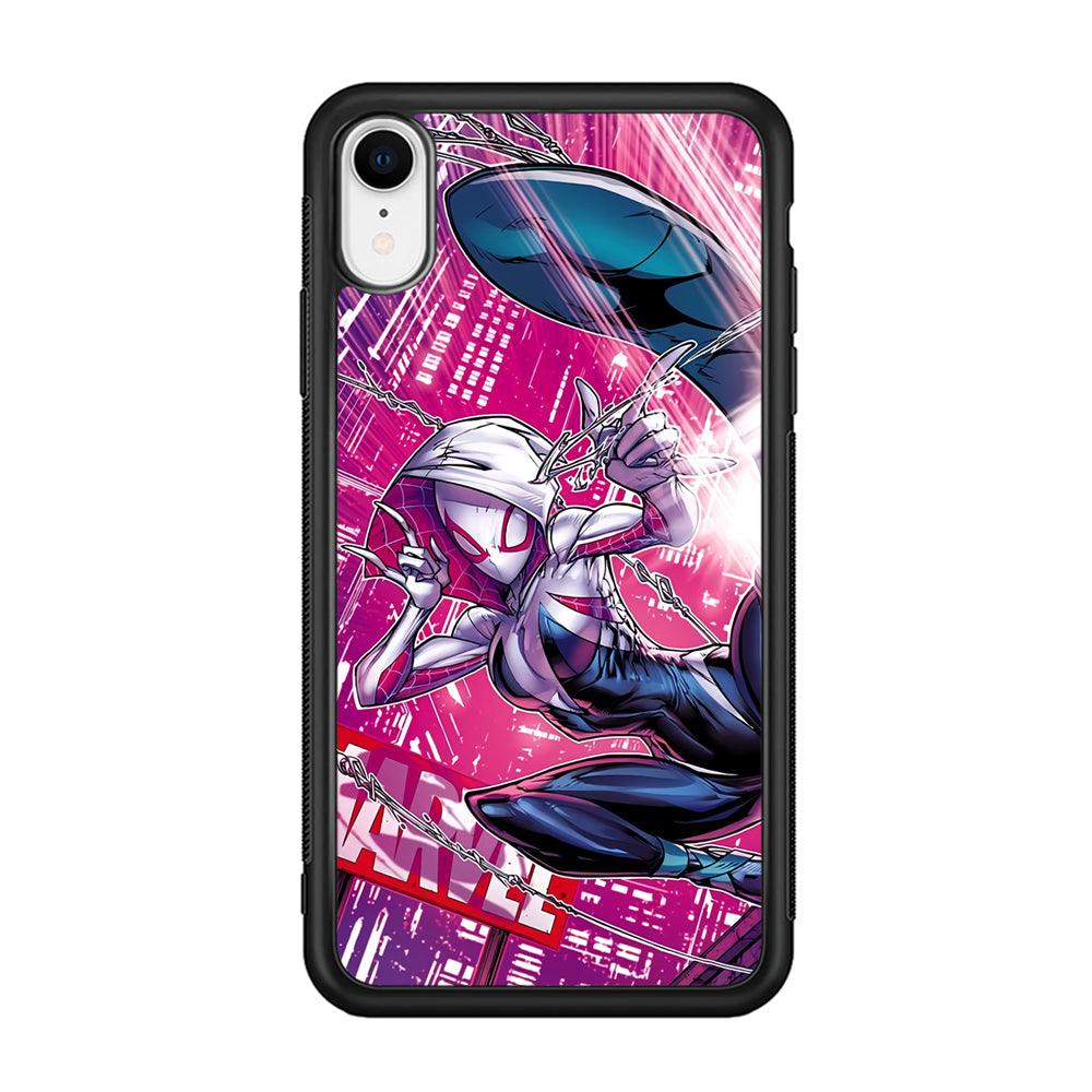 Spider Gwen Air Karate iPhone XR Case-Rubber Black (2D Case)-Oxvistore