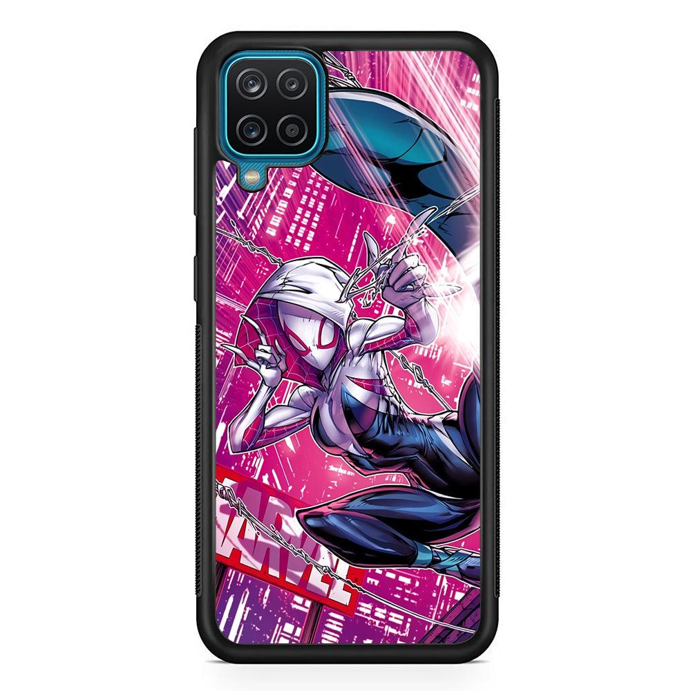 Spider Gwen Air Karate Samsung Galaxy A12 Case-Rubber Black (2D Case)-Oxvistore