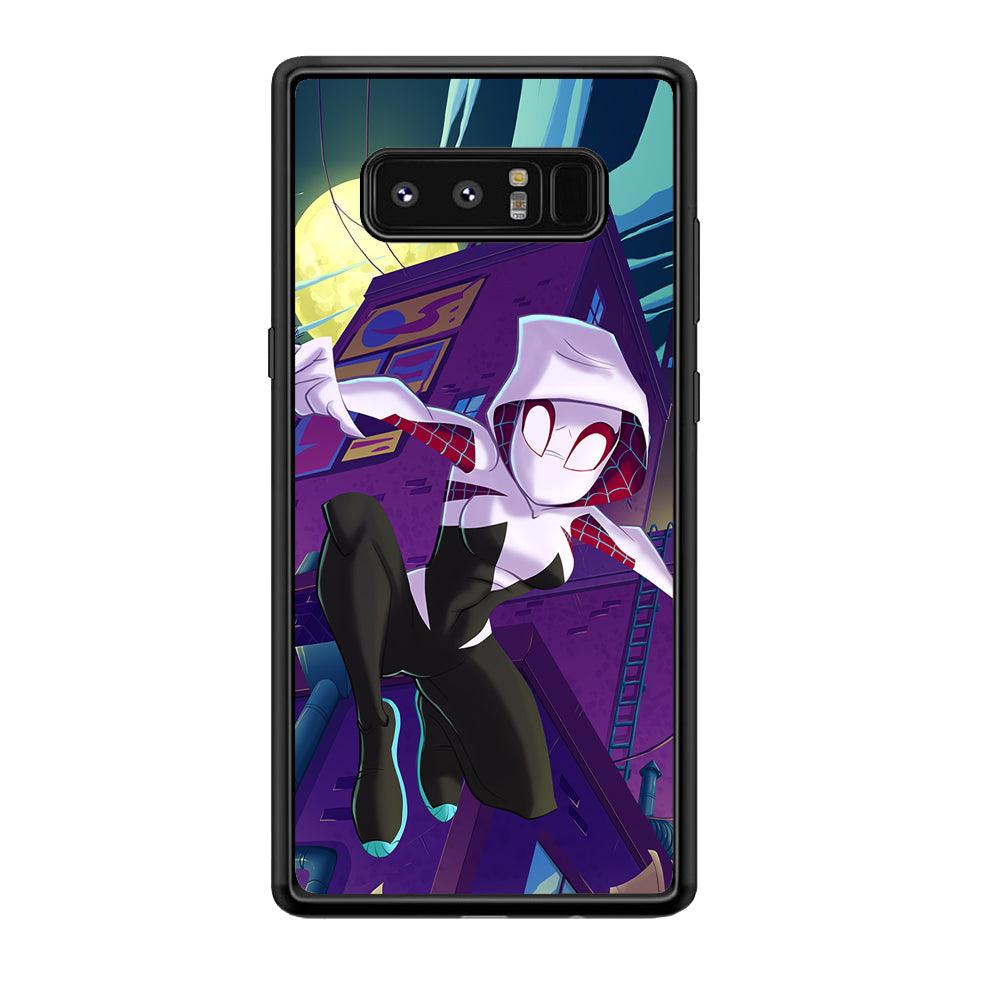 Spider Gwen Full Moon Mission Samsung Galaxy Note 8 Case-Rubber Black (2D Case)-Oxvistore