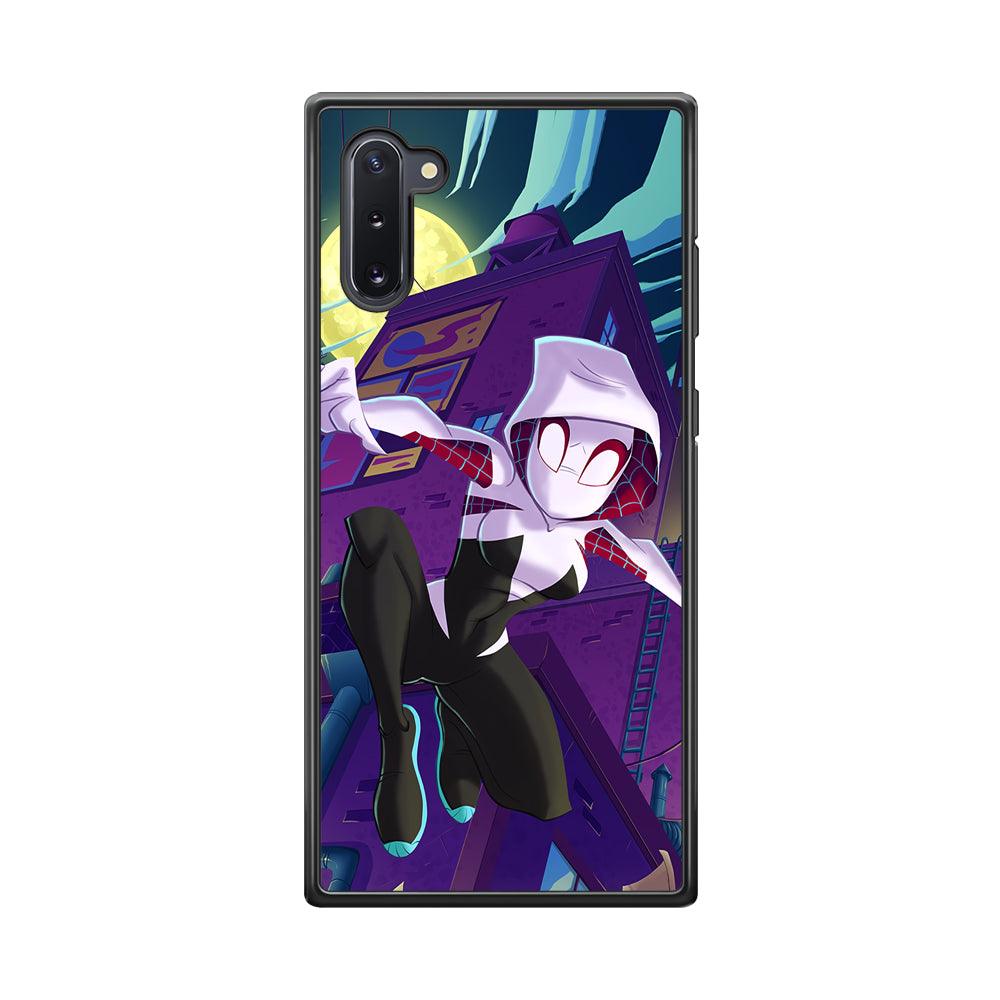 Spider Gwen Full Moon Mission Samsung Galaxy Note 10 Case-Rubber Black (2D Case)-Oxvistore