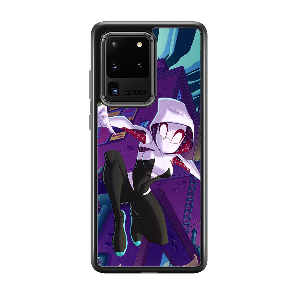 Spider Gwen Full Moon Mission Samsung Galaxy S20 Ultra Case-Rubber Black (2D Case)-Oxvistore