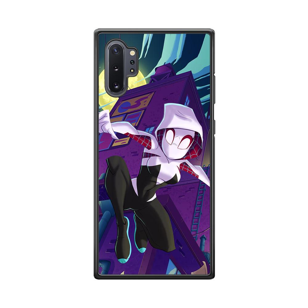 Spider Gwen Full Moon Mission Samsung Galaxy Note 10 Plus Case-Rubber Black (2D Case)-Oxvistore