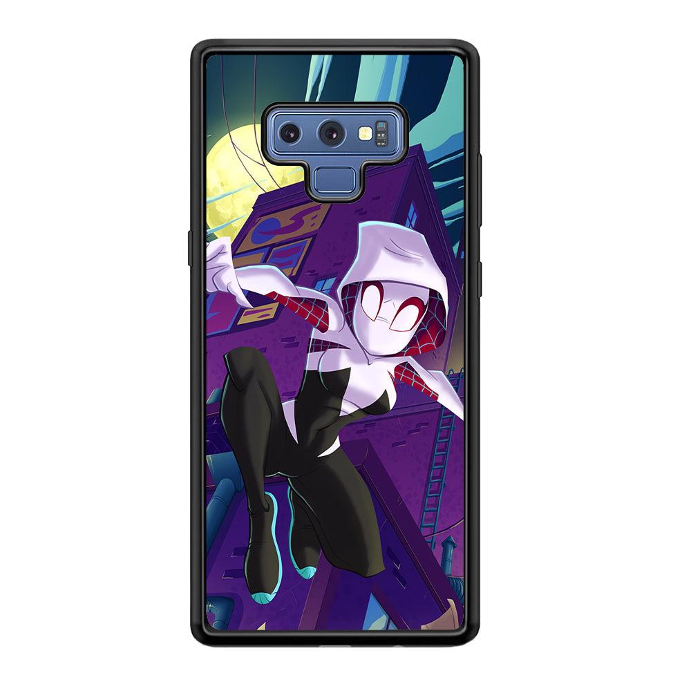 Spider Gwen Full Moon Mission Samsung Galaxy Note 9 Case-Rubber Black (2D Case)-Oxvistore