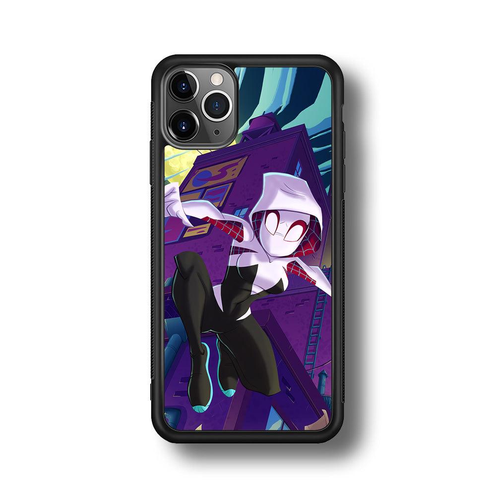 Spider Gwen Full Moon Mission iPhone 11 Pro Case-Rubber Black (2D Case)-Oxvistore