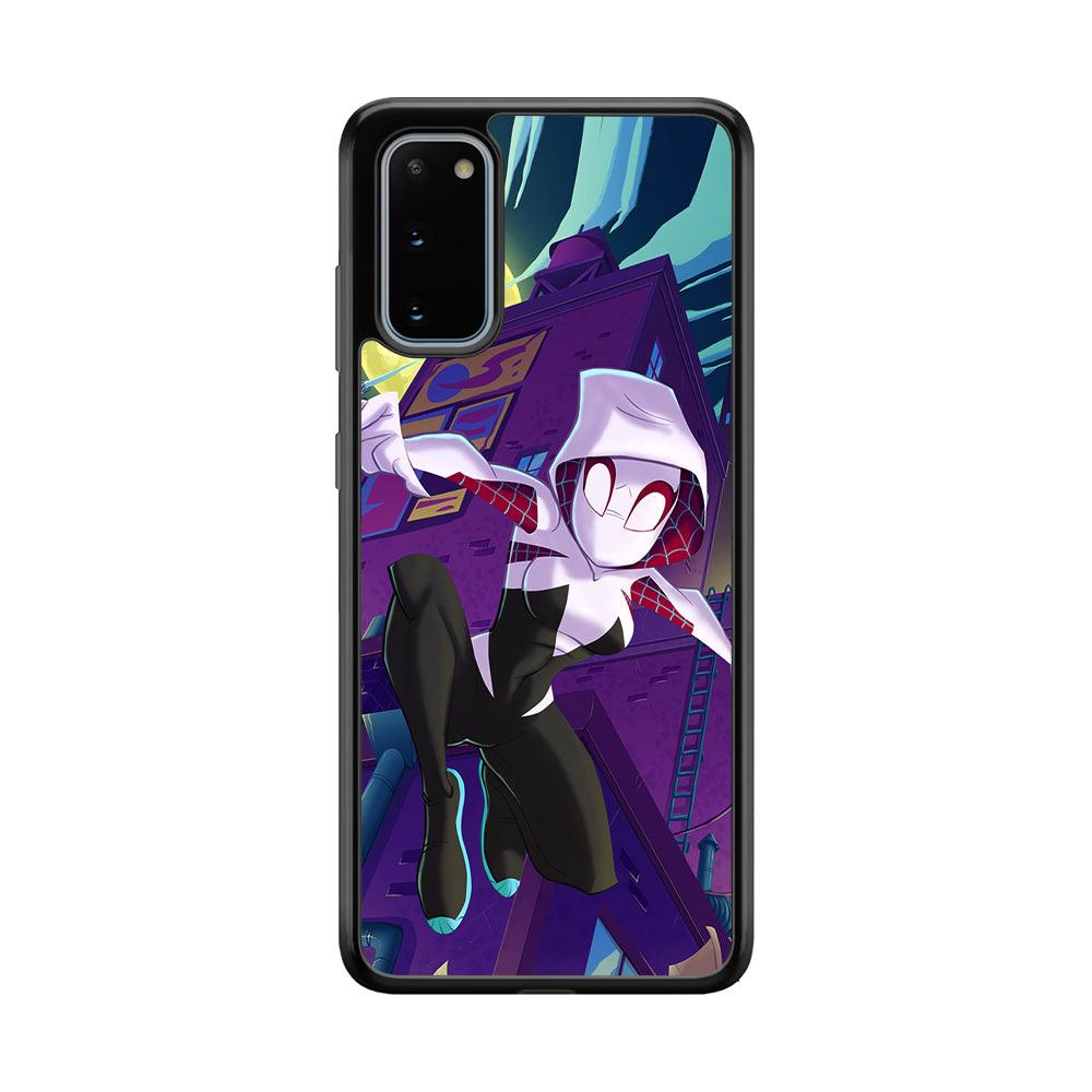 Spider Gwen Full Moon Mission Samsung Galaxy S20 Case-Rubber Black (2D Case)-Oxvistore