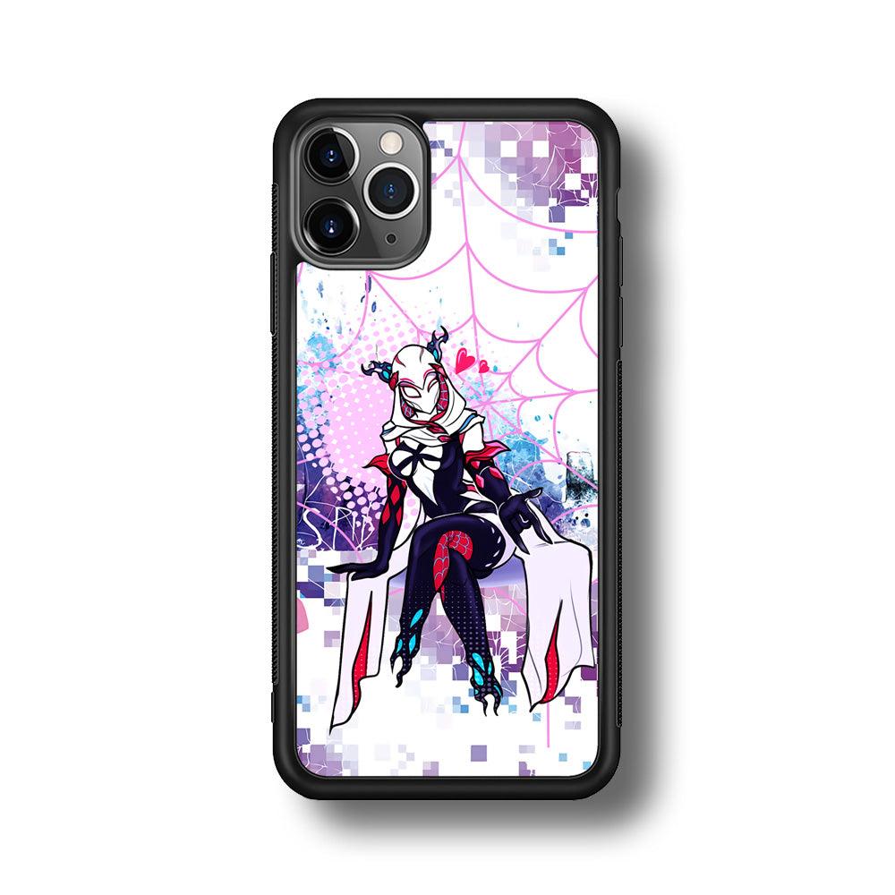 Spider Gwen Net of Love iPhone 11 Pro Max Case-Rubber Black (2D Case)-Oxvistore