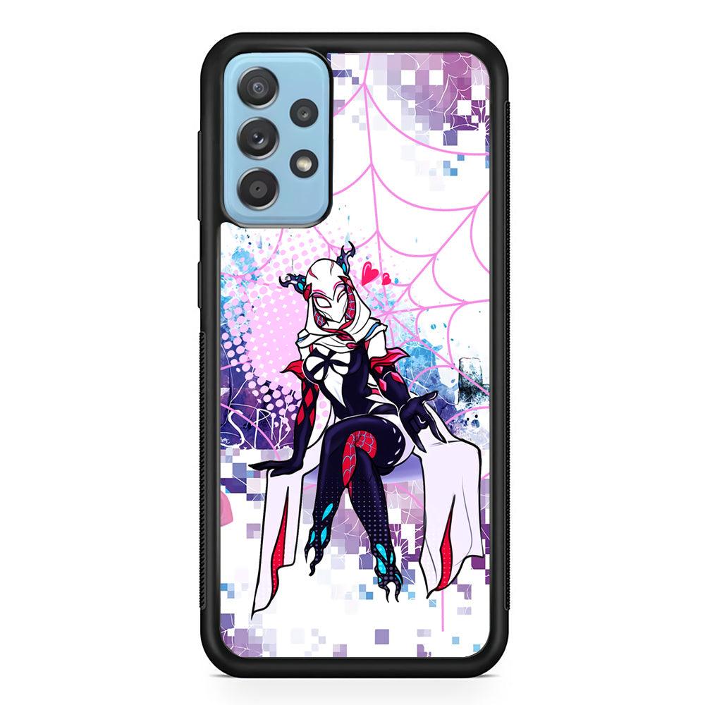Spider Gwen Net of Love Samsung Galaxy A52 Case-Rubber Black (2D Case)-Oxvistore
