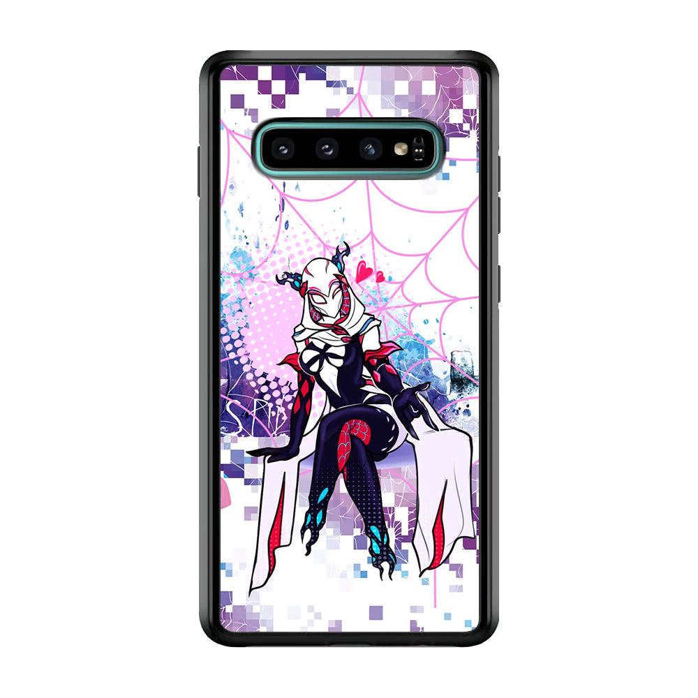 Spider Gwen Net of Love Samsung Galaxy S10 Plus Case-Rubber Black (2D Case)-Oxvistore