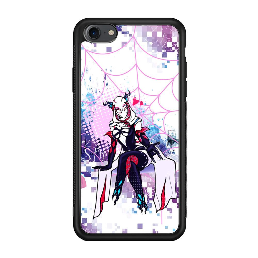 Spider Gwen Net of Love iPhone 8 Case-Rubber Black (2D Case)-Oxvistore