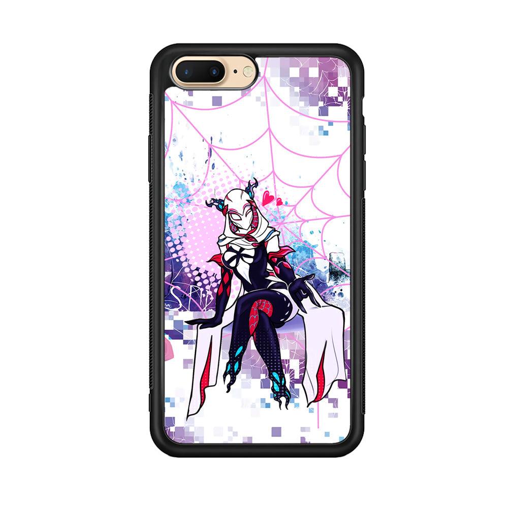 Spider Gwen Net of Love iPhone 8 Plus Case-Rubber Black (2D Case)-Oxvistore