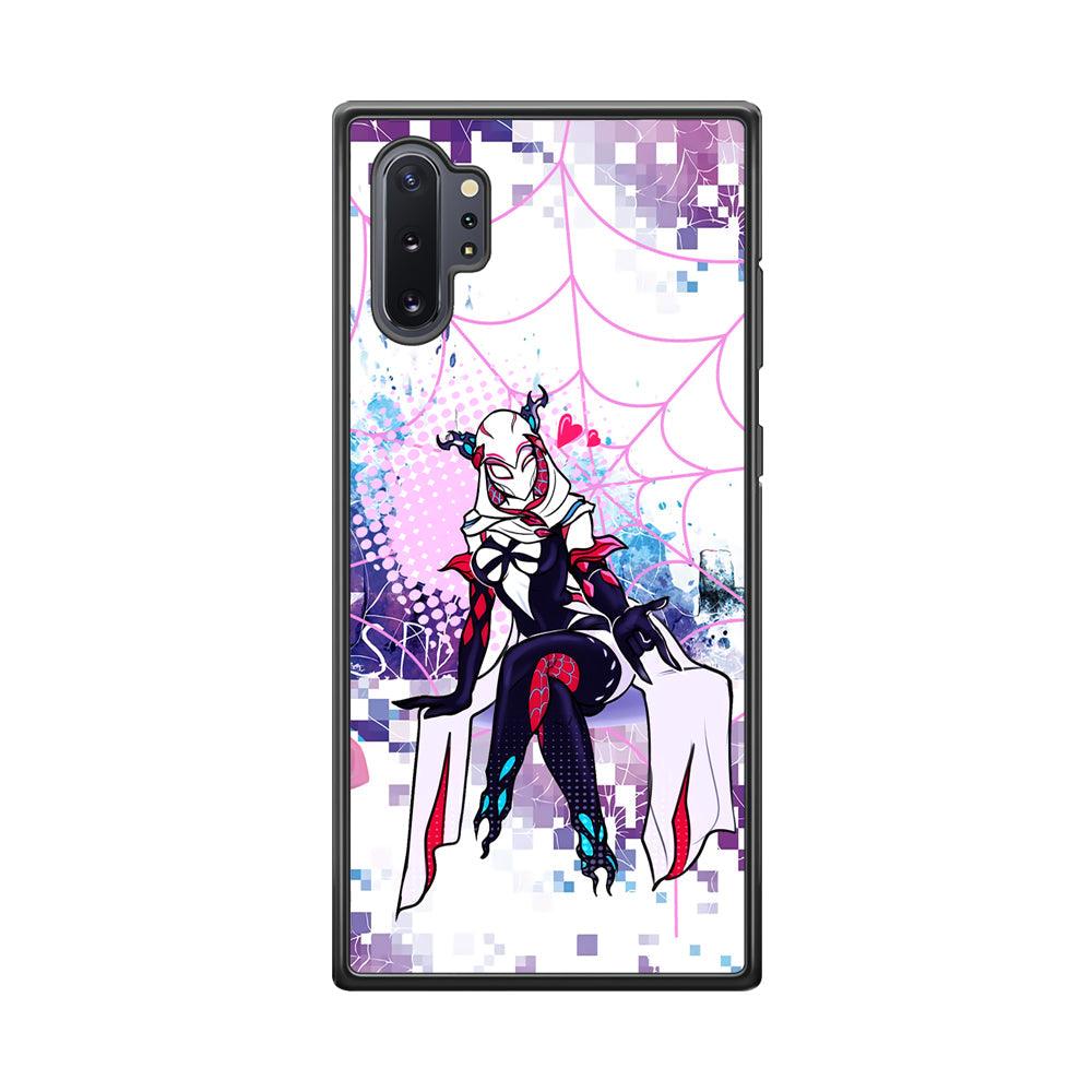 Spider Gwen Net of Love Samsung Galaxy Note 10 Plus Case-Rubber Black (2D Case)-Oxvistore