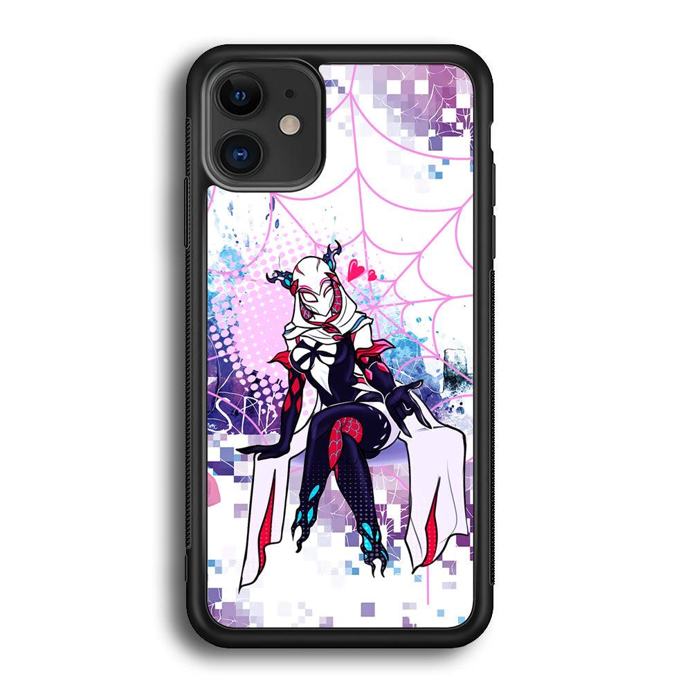 Spider Gwen Net of Love iPhone 12 Case-Rubber Black (2D Case)-Oxvistore