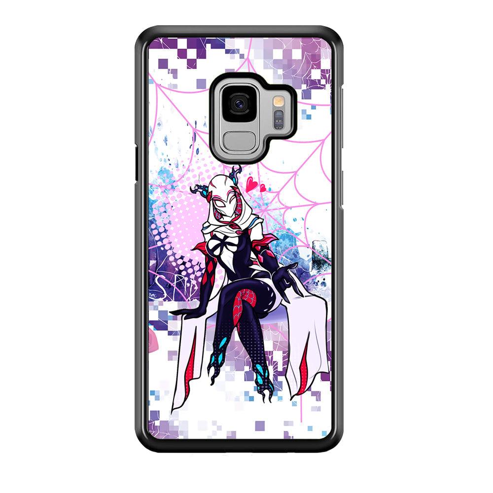 Spider Gwen Net of Love Samsung Galaxy S9 Case-Rubber Black (2D Case)-Oxvistore
