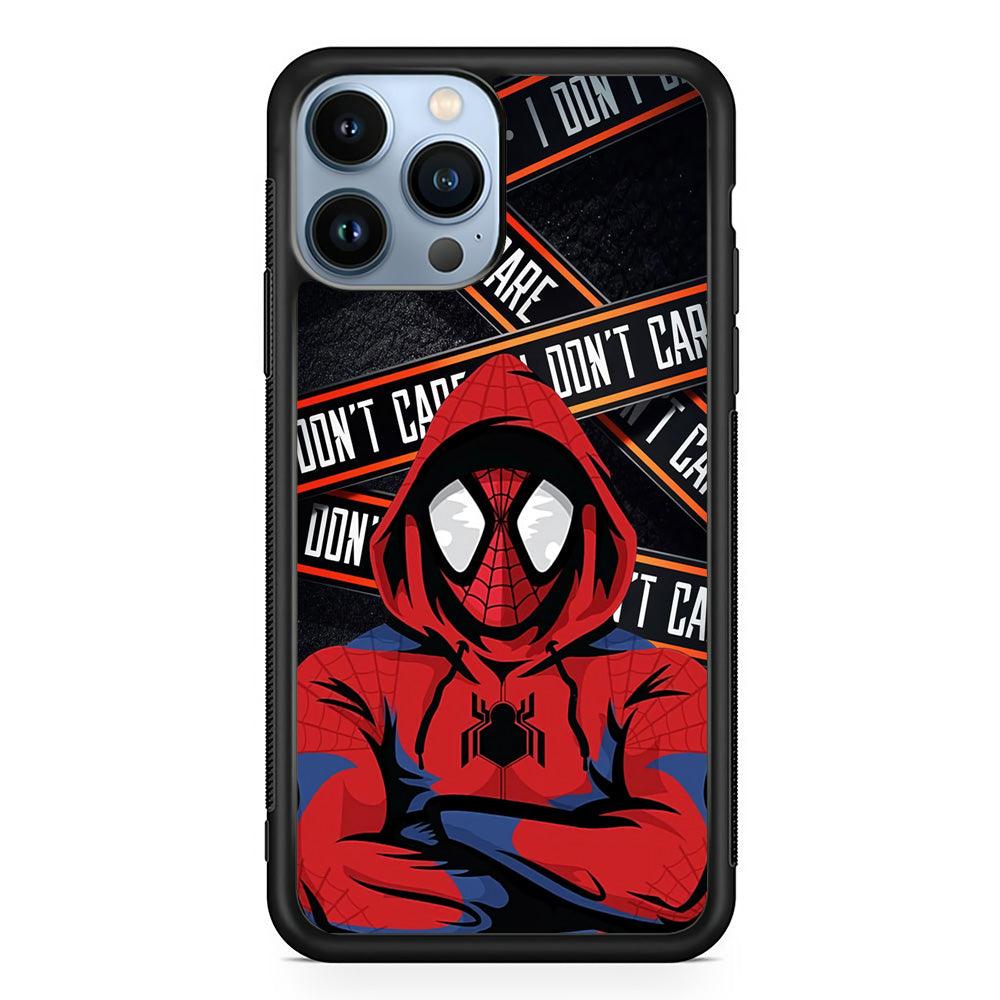 Spiderman Indifferent Mode iPhone 14 Pro Max Case-Rubber Black (2D Case)-Oxvistore