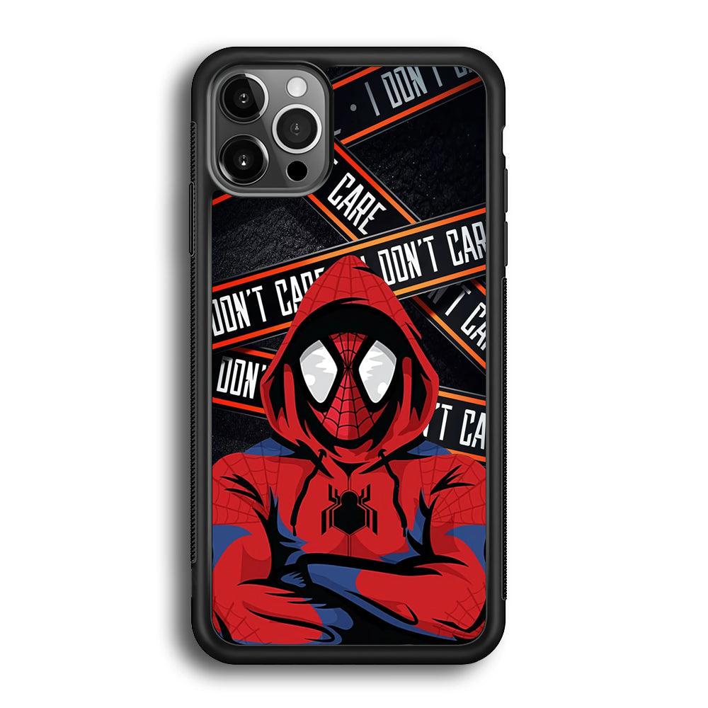 Spiderman Indifferent Mode iPhone 12 Pro Max Case-Rubber Black (2D Case)-Oxvistore