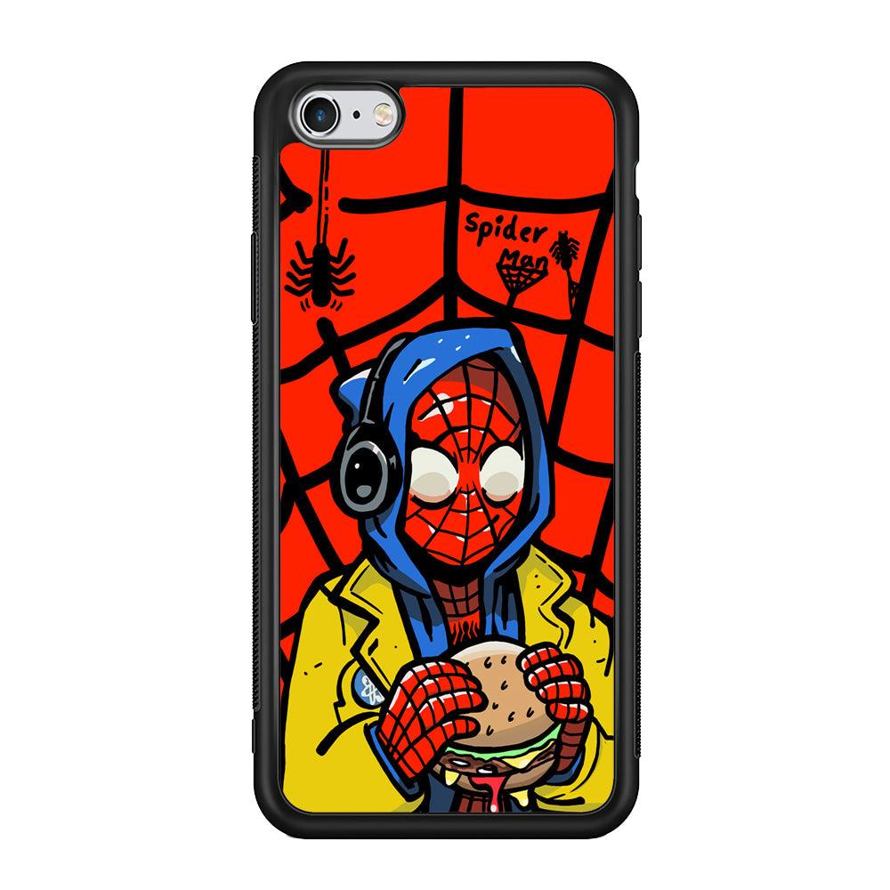 Spiderman Lunch with Burger iPhone 6 Plus | 6s Plus Case-Rubber Black (2D Case)-Oxvistore