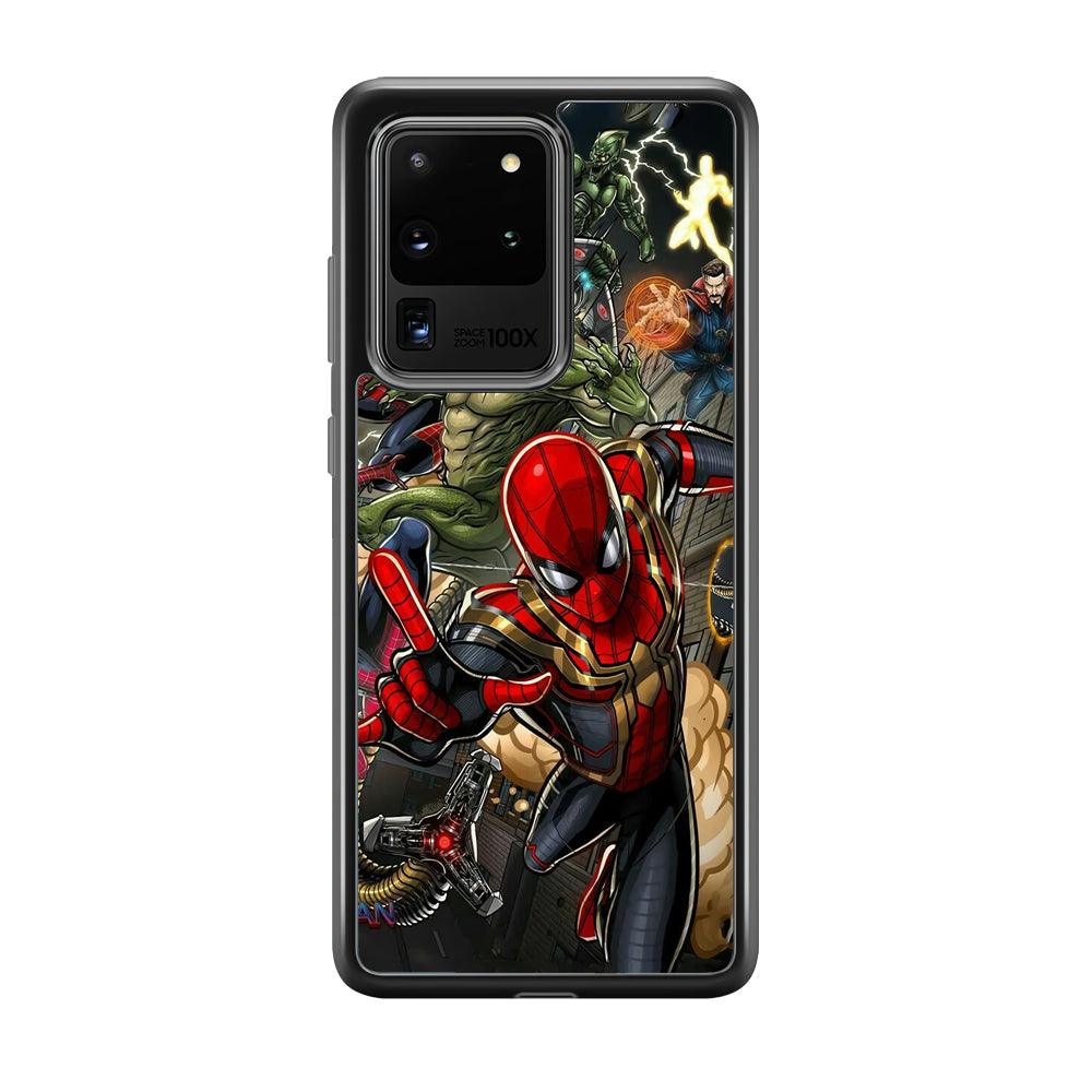 Spiderman Multiverse Battle Samsung Galaxy S20 Ultra Case-Rubber Black (2D Case)-Oxvistore