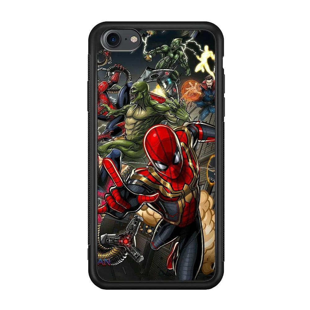 Spiderman Multiverse Battle iPhone 8 Case-Rubber Black (2D Case)-Oxvistore
